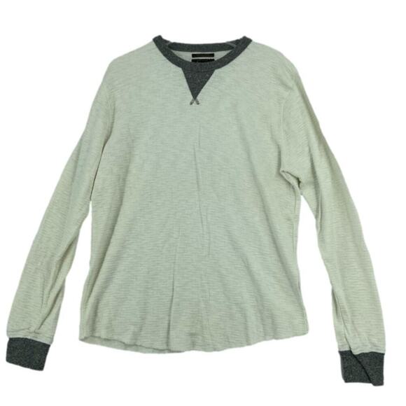 Lucky Brand Thermal Top Mens L White Gray  Long Sleeve Pullover Stretch Knit - Picture 1 of 10